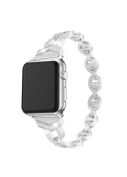 Luxury Band for Apple Watch Series6 5 4 3 2 1 SE Diamond Stainless Steel Strap for IWatch 38 40mm 42mm 44mm Watch Bands Bracelet