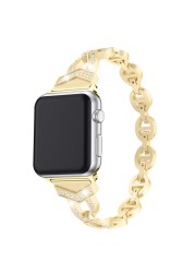 Luxury Band for Apple Watch Series6 5 4 3 2 1 SE Diamond Stainless Steel Strap for IWatch 38 40mm 42mm 44mm Watch Bands Bracelet