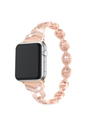 Luxury Band for Apple Watch Series6 5 4 3 2 1 SE Diamond Stainless Steel Strap for IWatch 38 40mm 42mm 44mm Watch Bands Bracelet