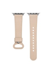 Fashion Thin Leather Band for Apple Watch 38 42mm 40 44mm Pin Watch Band for iWatch Series 6 5 4 3 2 1 SE Replacement Strap