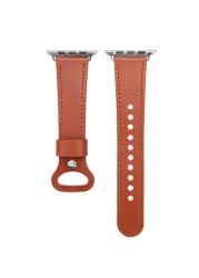 Fashion Thin Leather Band for Apple Watch 38 42mm 40 44mm Pin Watch Band for iWatch Series 6 5 4 3 2 1 SE Replacement Strap