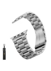 Metal Stainless Steel Strap For Apple watch 7 45mm 41mm 6 5 4 SE 44mm 40mm Smart watch luxury wristband For iwatch 3 2 42mm 38mm