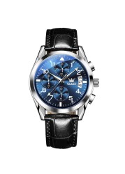 OLEVS Original Luxury Watch for Men Quartz Multifunction Fashion Leather Waterproof Clock Brand Wris Watches Relogio Masculino