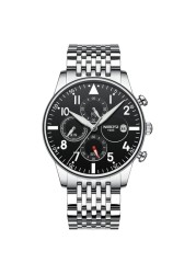 NEBOSI - Luxury Watches for Men, Military Chronograph, Quartz, Stainless Steel, Fashion