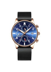 NEBOSI - Luxury Watches for Men, Military Chronograph, Quartz, Stainless Steel, Fashion