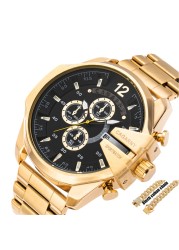 Men's Watches Luxury Brand Gold Steel Quartz Watch Men Cagarny Casual Men's Wrist Watch Military Relogio Masculino Dropship