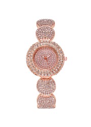 Women's Wrist Watches Rose Gold Color Full Rhinestones Diamond Wristwatches Casual Party Dress Ladies Gift For Girls D189