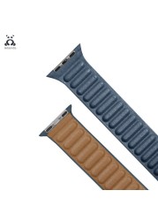 Lebanda Leather Series Strap For iwatch Series 7 6 SE 5 4 3 2 1 Apple Watch Strap Brown Back Two Colors Strap With Magnet Buckle