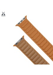 Lebanda Leather Series Strap For iwatch Series 7 6 SE 5 4 3 2 1 Apple Watch Strap Brown Back Two Colors Strap With Magnet Buckle