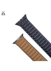 Lebanda Leather Series Strap For iwatch Series 7 6 SE 5 4 3 2 1 Apple Watch Strap Brown Back Two Colors Strap With Magnet Buckle