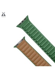 Lebanda Leather Series Strap For iwatch Series 7 6 SE 5 4 3 2 1 Apple Watch Strap Brown Back Two Colors Strap With Magnet Buckle