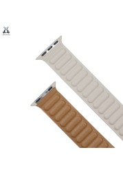 Lebanda Leather Series Strap For iwatch Series 7 6 SE 5 4 3 2 1 Apple Watch Strap Brown Back Two Colors Strap With Magnet Buckle