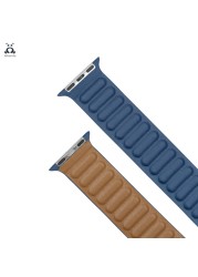 Lebanda Leather Series Strap For iwatch Series 7 6 SE 5 4 3 2 1 Apple Watch Strap Brown Back Two Colors Strap With Magnet Buckle