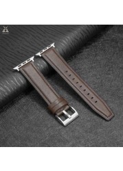 Lebanda Leather Strap for Apple Watch Series 7 6 SE 5 4 3 2 Suitable Leather Back Comfortable Feel Soft Touch for iWatch 41 45mm