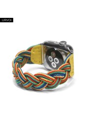 URVOI Braided Band for Apple Watch Series 7 6 SE 5 4 3 2 Woven Nylon Strap for iWatch Solo Stretchable Loop Replacement 41 45mm