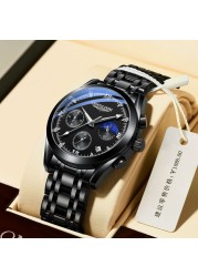 POEDAGAR-Men's Watches, New Fashion, Leather/Stainless Steel, Sports, Luminous, Chronograph, Quartz, 2021