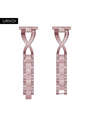 URVOI Band for Galaxy Watch Active Double X Strap Stainless Steel Fold Over Clasp with Zircon Quick Release Wrist Pins 42 46mm