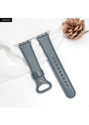 URVOI Leather Strap for Apple Watch Series 7 6 SE 5 4 Sport Band Genuine Leather Pin Buckle for iWatch Single Loop 41mm 45mm