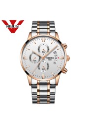 NIBOSI Men's Watch Rose Gold Luxury Watch Men's Military Style Quartz Wrist Watch