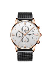 NIBOSI Men's Watch Rose Gold Luxury Watch Men's Military Style Quartz Wrist Watch