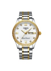 NIBOSI - Women's watches, quartz, water resistant, gold, stainless steel, date, feminine