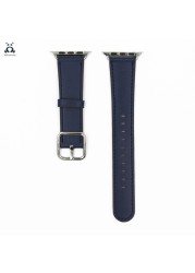 Lebanda Classic Fit Strap For Apple Watch Series 7 6 SE 5 4 3 Strap Fit For iwatch Calfskin Leather Modern Design Square Buckle