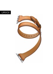 URVOI جولة مزدوجة ل سوار ساعة يد آبل سلسلة 7 6 SE 5 4 3 الفاخرة حزام ل iWatch لينة جلد طبيعي حلقة المعصم 40 41 44 45 مللي متر