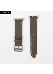 URVOI One Round Ring For Apple Watch 7 6 SE 5 4 3 Strap For iwatch Luxury Strap Genuine Swift Handmade Leather Ring Nior Black