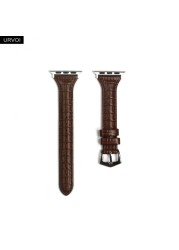 URVOI Strap for Apple Watch Series 7 6 SE 5 4321 Genuine Leather Strap for iWatch Slim Wrist Crocodile Print Classic Crown Buckle
