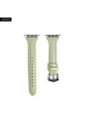 URVOI Strap for Apple Watch Series 7 6 SE 5 4321 Genuine Leather Strap for iWatch Slim Wrist Crocodile Print Classic Crown Buckle
