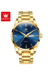 OLEVS Men's Watches Water Resistant Stainless Steel Gold Color Luxury Brand Quartz Men Wrist Watches