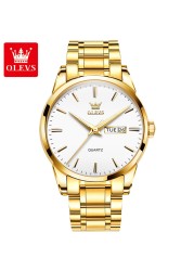 OLEVS Men's Watches Water Resistant Stainless Steel Gold Color Luxury Brand Quartz Men Wrist Watches