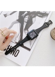 Fashion Leather Band for Apple Watch 40 44mm Slim Waist Watch Band 38 42mm for iWatch Series 6 5 4 3 2 1 SE Accessories Strap