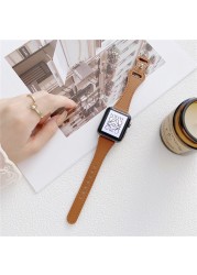 Fashion Leather Band for Apple Watch 40 44mm Slim Waist Watch Band 38 42mm for iWatch Series 6 5 4 3 2 1 SE Accessories Strap