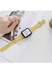 Fashion Leather Band for Apple Watch 40 44mm Slim Waist Watch Band 38 42mm for iWatch Series 6 5 4 3 2 1 SE Accessories Strap