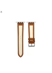 Lebanda Leather Canvas Strap for Apple Watch Series 7 6 SE 5 4 3 2 1 Wristwatches Personality Simple Modern Design for iWatch 41 45mm