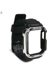 Silicone Strap for Apple Watch Series 7 6 SE 5 4 3 2 1 Shock Resistant Bumper Modern Design Frame Strap for iWatch 41 45mm