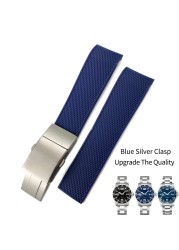 19mm 20mm 21mm Rubber Silicone Watch Strap Black Blue Watchband For Longines Master Conquest HydroConquest L3 Watch Series