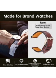 Top Full Grain Leather Watch Strap For Seiko IWC Mido Watch 18-24mm Bracelet Italian Cowhide Quick Release Men Women Watch Band