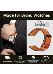 Top Full Grain Leather Watch Strap For Seiko IWC Mido Watch 18-24mm Bracelet Italian Cowhide Quick Release Men Women Watch Band