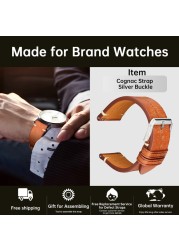 Top Full Grain Leather Watch Strap For Seiko IWC Mido Watch 18-24mm Bracelet Italian Cowhide Quick Release Men Women Watch Band