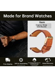 Top Full Grain Leather Watch Strap For Seiko IWC Mido Watch 18-24mm Bracelet Italian Cowhide Quick Release Men Women Watch Band