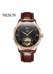 NESUN Automatic Mechanical Watch Luxury Fashion Sport Tourbillon Wristwatch Men Waterproof Hollow Out Energy Storage Clock