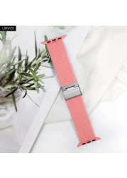 URVOI Braided Solo Loop Strap for Apple Watch Series 7 6 SE 5 4 3 2 1 Camo Strap Stretchable Folding Buckle for iWatch 41 45mm