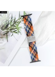 URVOI Braided Solo Loop Strap for Apple Watch Series 7 6 SE 5 4 3 2 1 Camo Strap Stretchable Folding Buckle for iWatch 41 45mm