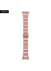 URVOI Metal Strap for Apple Watch Series 7 6 SE 5 4 3 2 1 Band for iwatch strap with Opal Luxury Glitter Shiny Stone 40mm 44mm