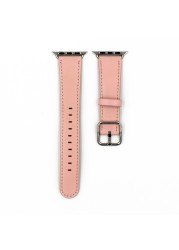 URVOI Leather Strap for Apple Watch Series 7 6 SE 5 4 321 Calf Leather Strap for iwatch 40 44mm Square Buckle Modern Design GEN.2