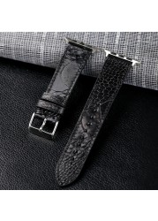 Handmade ostrich foot leather strap watches suitable for Iwatch7 6 5 se 44mm 45mm black brown high-end South African bracelet