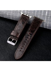 Handmade ostrich foot leather strap watches suitable for Iwatch7 6 5 se 44mm 45mm black brown high-end South African bracelet