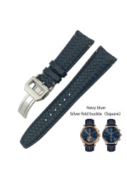 20 21mm 22mm High Quality Cow Leather Woven Watchband Fit For IWC Portugal Pilot Watches Curved End Genuine Leather Watch Strap